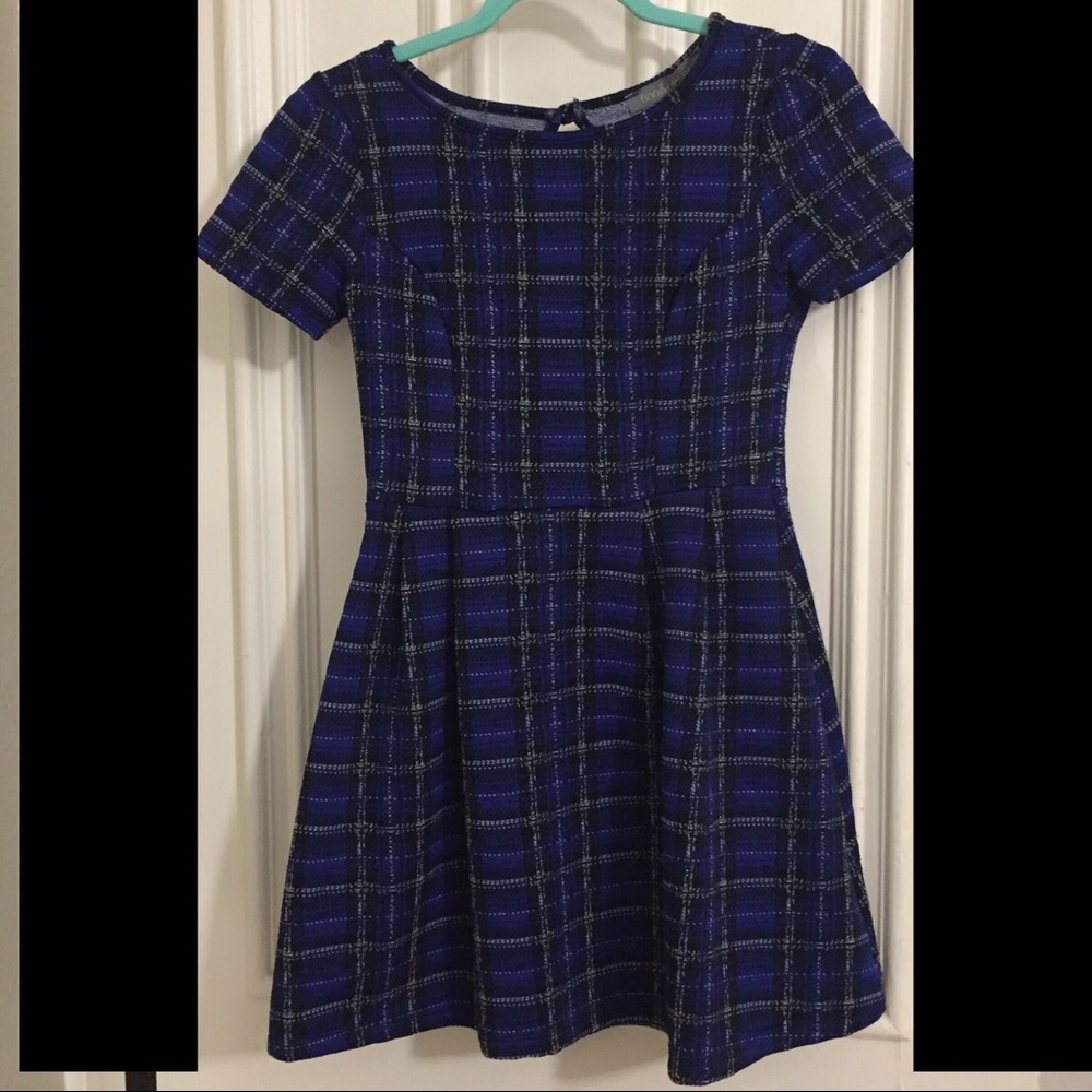 Royal blue plaid skater dress